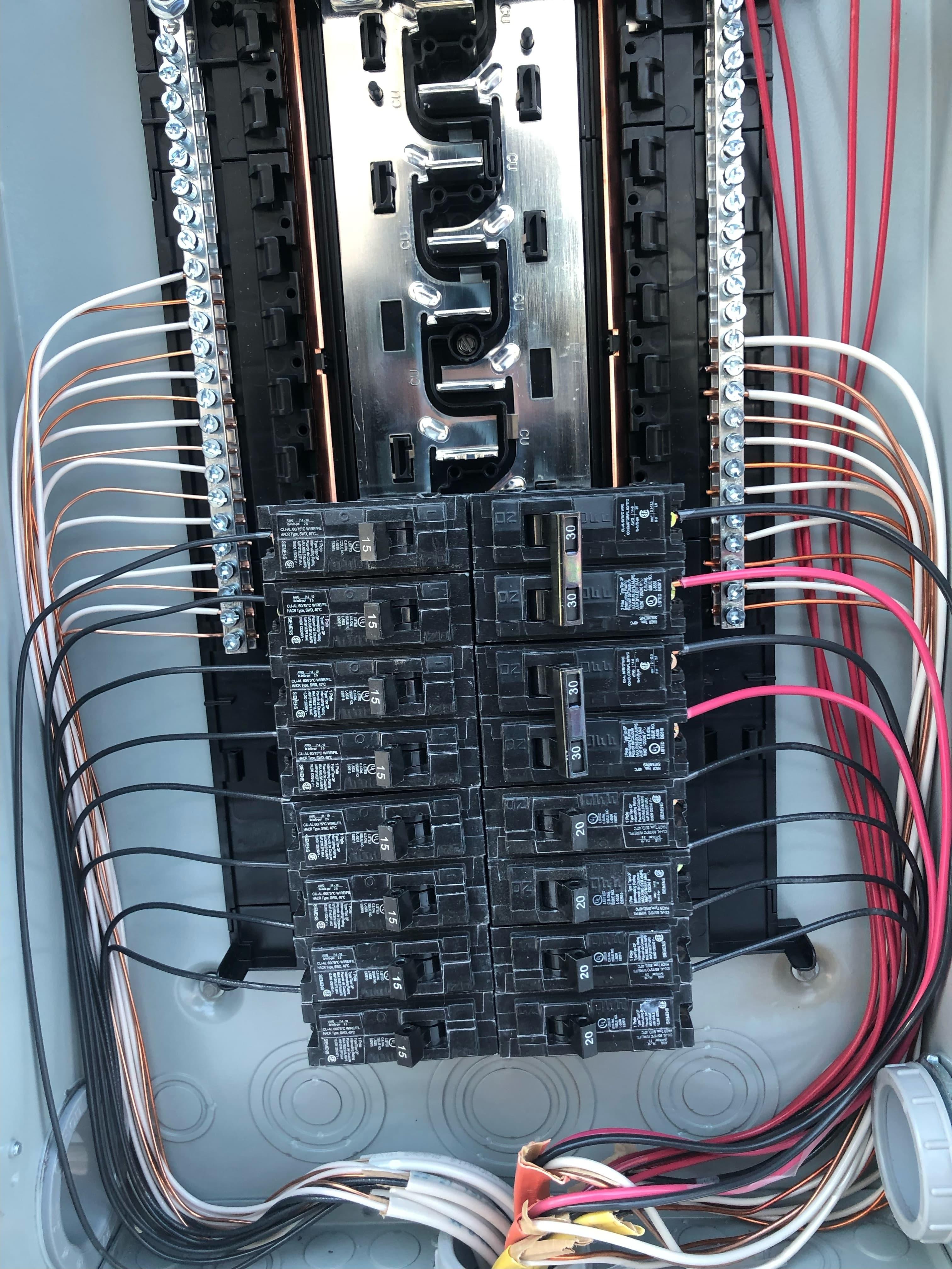 Breaker panel interior wiring